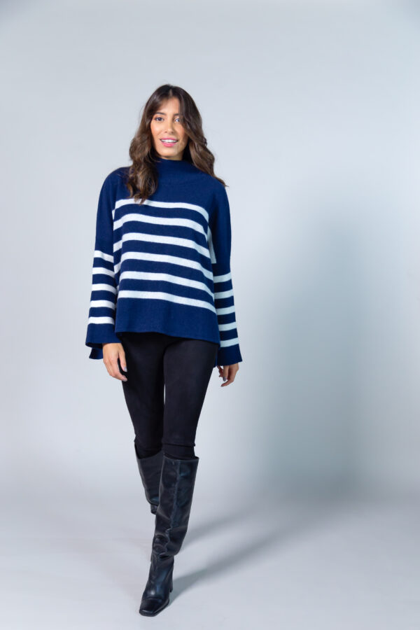 Woman wearing Knitted stripe Jumper