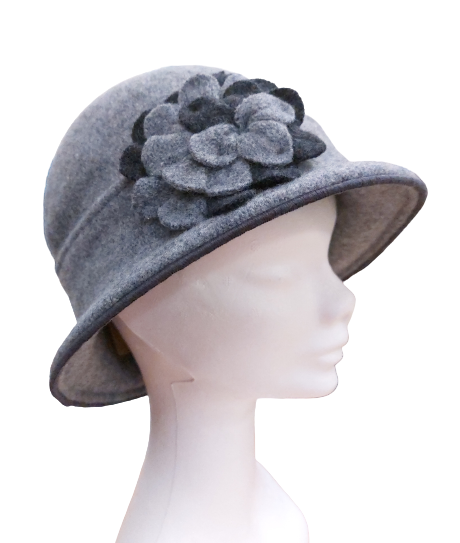 Image of a grey flower hat