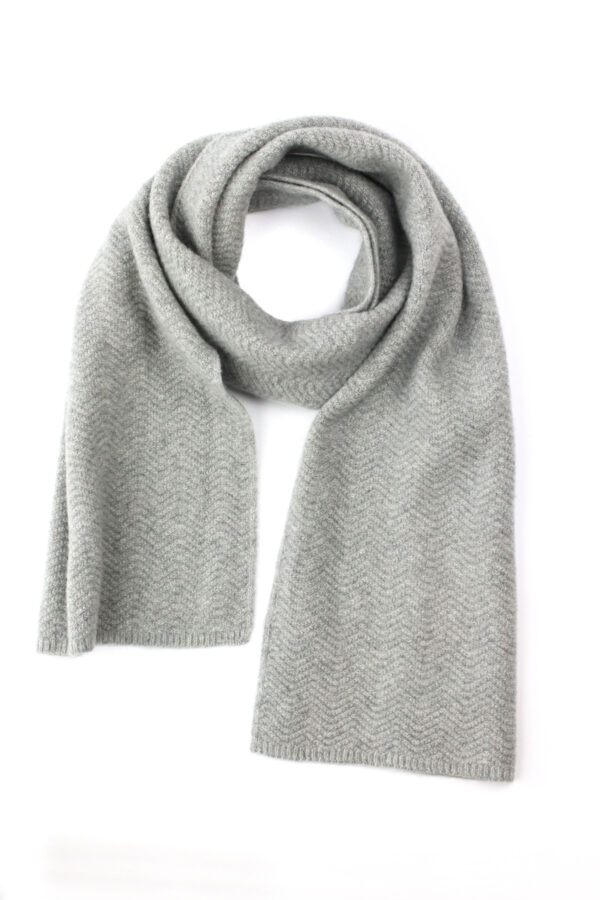 Image of a light grey cashmere scarf