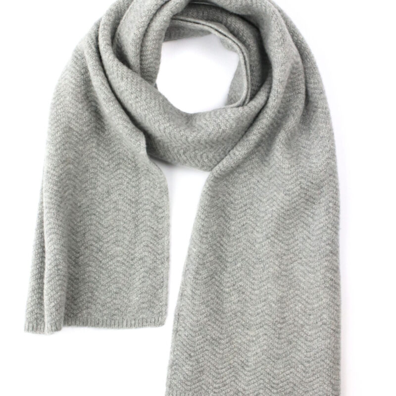 Image of a light grey cashmere scarf