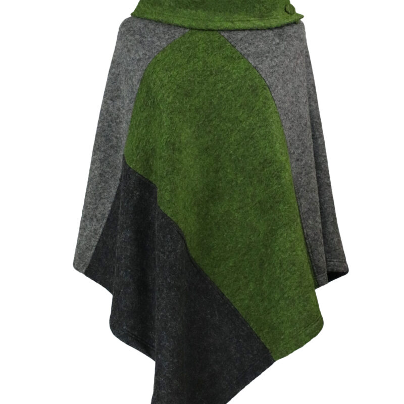 Image of a green and grey trio poncho