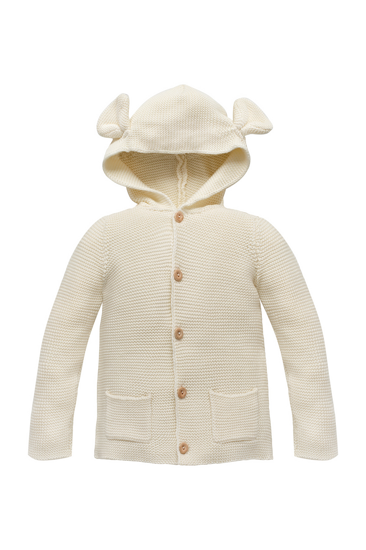 Image of baby sweater hood in beige colour