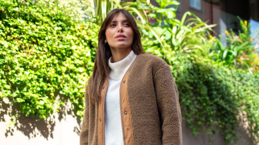 Layered-Look Wool Knit Top