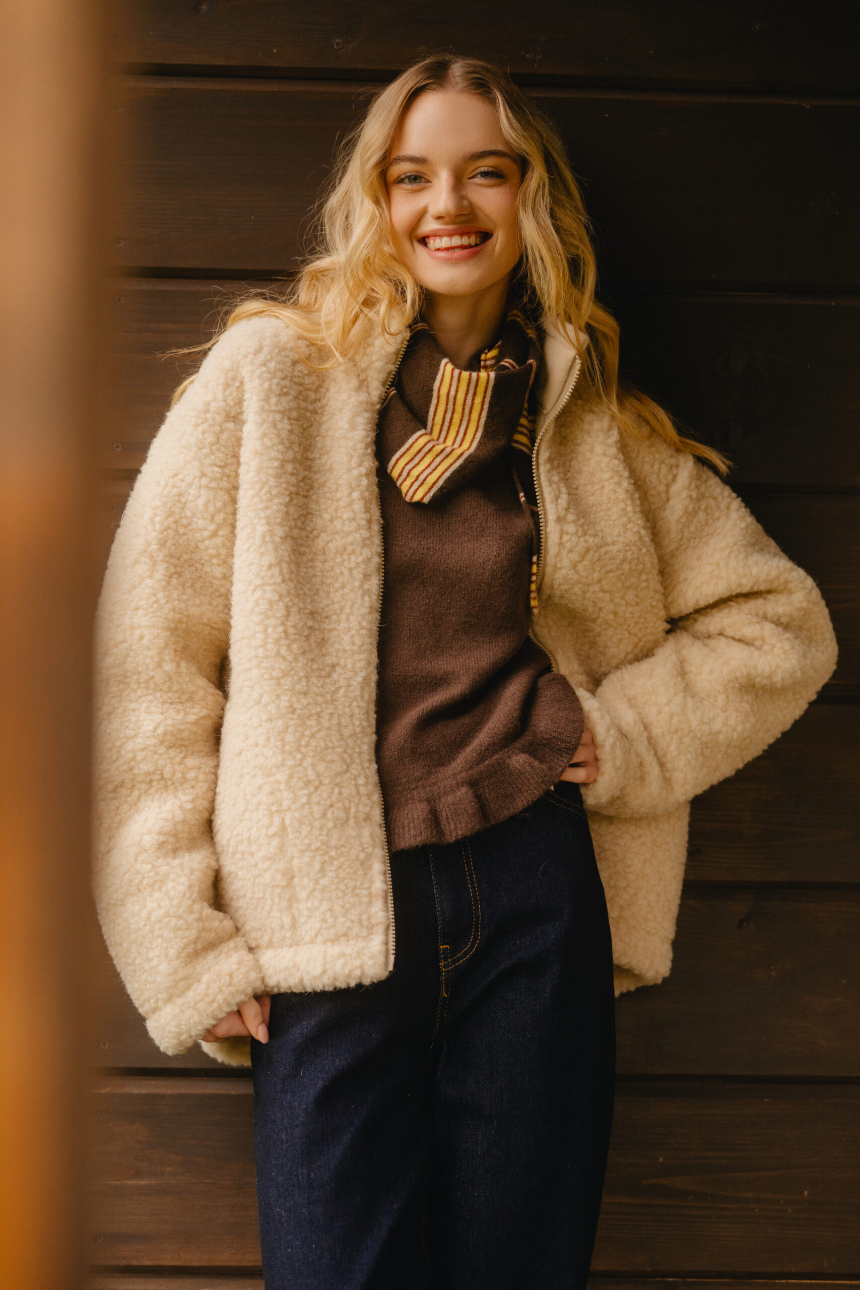 NZ8_3495 Image of a woman wearing an arranga coat